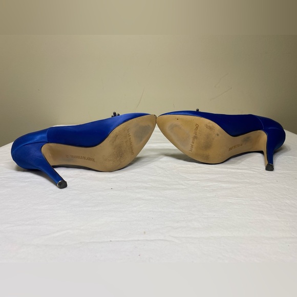 Manolo Blahnik Royal Blue Satin Pumps EU 39 - Picture 11 of 15